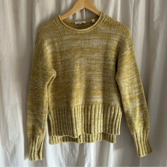 Vince Sweater Yellow Marled Wool & Cashmere Moss Glow S - Picture 3 of 8